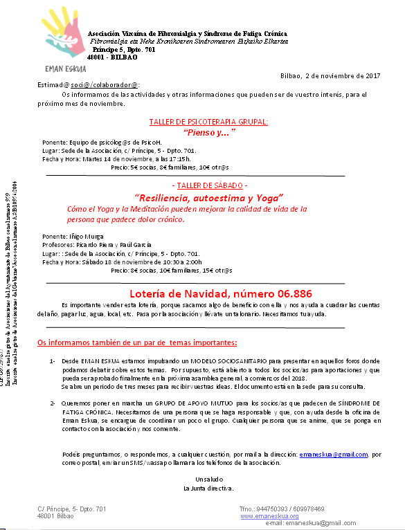 Carta actividades Noviembre 2017